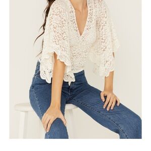 Shyanne Cream Lace Wrap Blouse